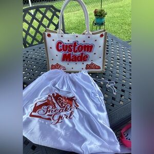 White Sneaker Girl Drawstring Bag